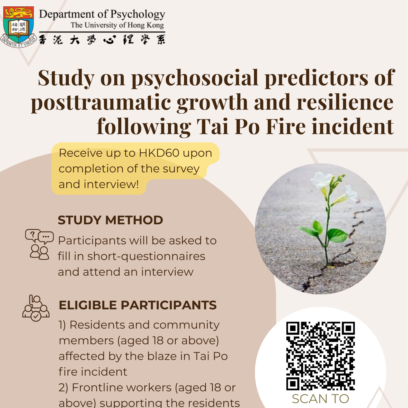 大埔火災後創傷後成長及韌性的心理社會預測因素 Psychosocial predictors of post-traumatic growth and resilience following Tai Po Fire incident