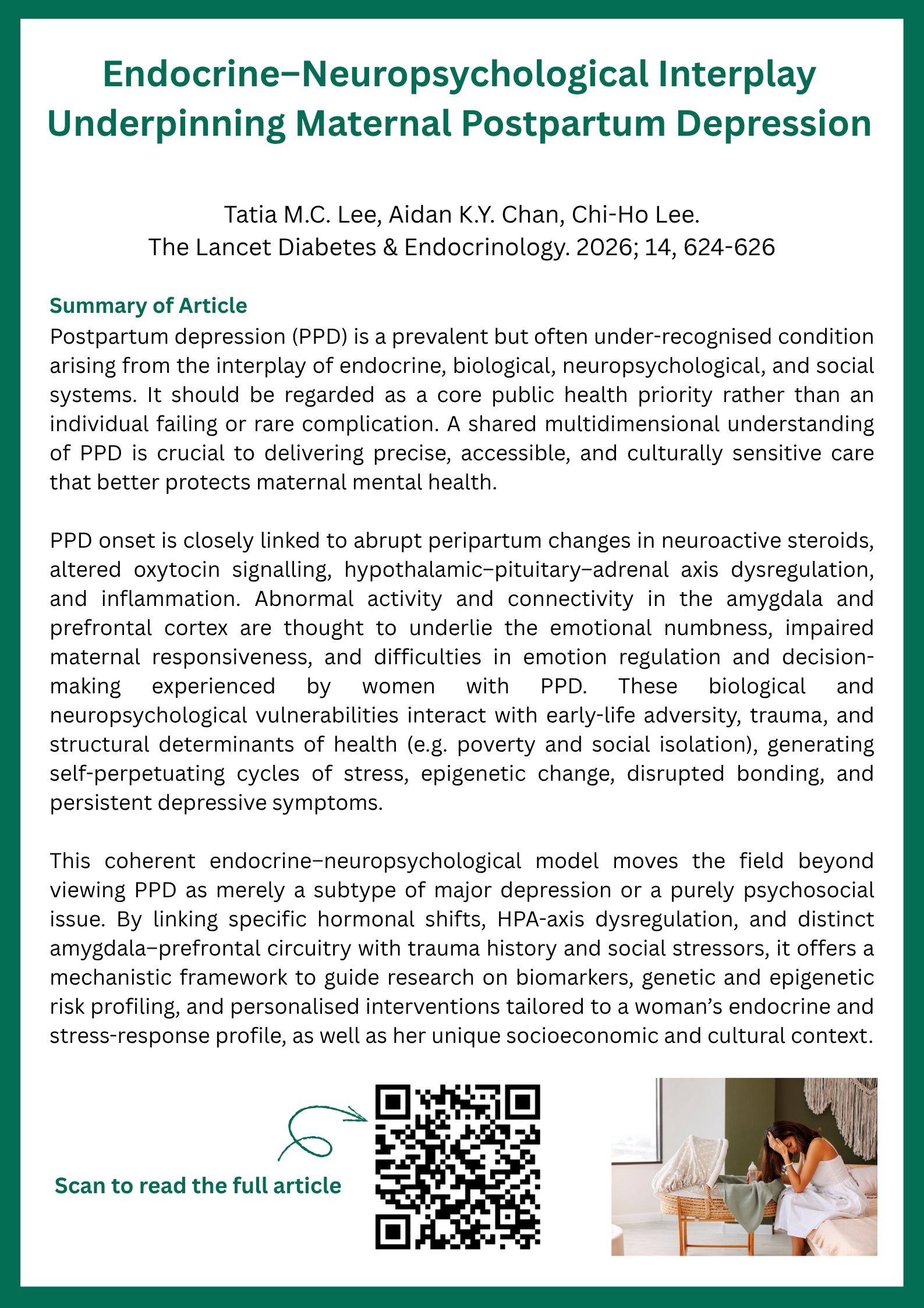 Endocrine - Neuropsychologyical Interplay Underpinning Maternal Postpartum Depression